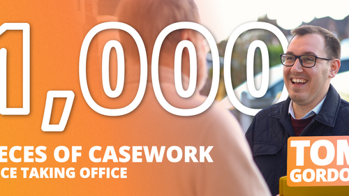 A graphic featuring Tom and text saying 1,000 pieces of casework