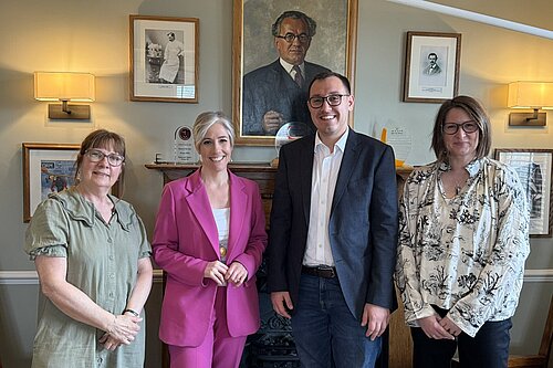 Tom Gordon and Daisy Cooper MP with representatives of Bettys & Taylors