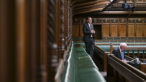 Tom Gordon MP stood speaking in the House of Commons Chamber