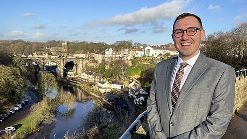 Tom Gordon stood overlooking the Nidd and Knaresborough viaduct