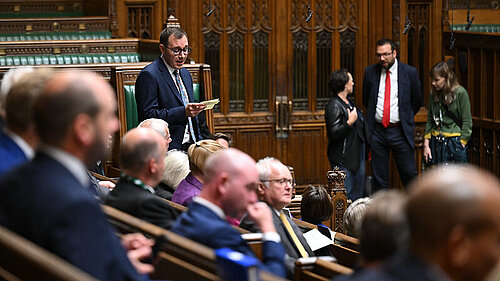 Tom Gordon speaking in the House of Commons chamber