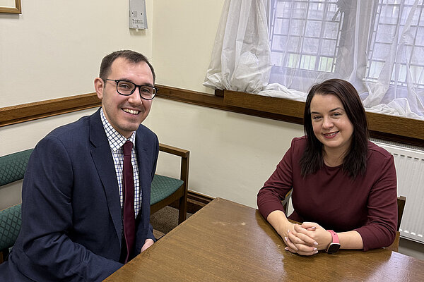 Tom Gordon with the Minister for Sport, Media, Civil Society, and YouthMinister for Sport, Media, Civil Society, and YouthMinister for Sport, Media, Civil Society, and Youth