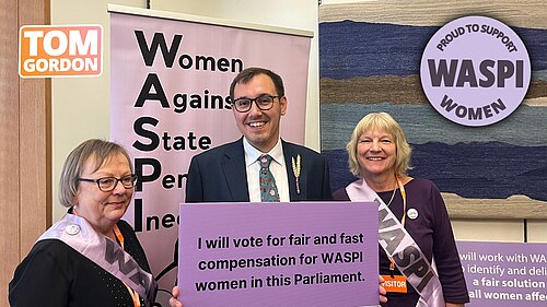 Tom Gordon stood with WASPI campaigners in Parliament